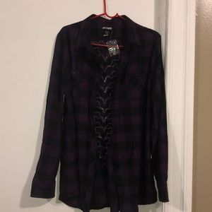 Purple and black plaid flannel